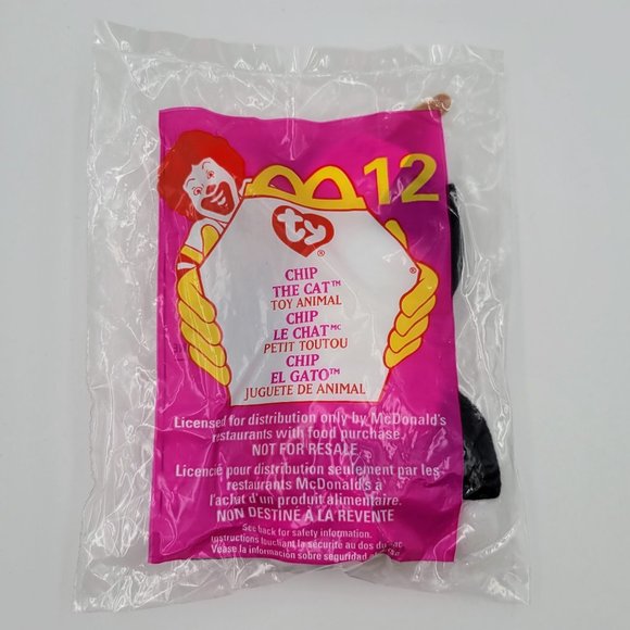 Chip The Cat #12 McDonald’s Toy Retired 1999 New Sealed TY Teenie Beanie Babies - Picture 1 of 7